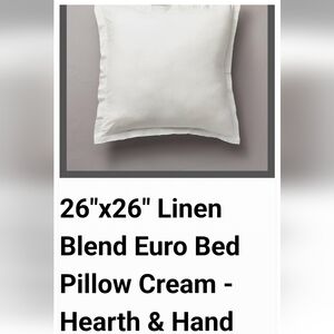 1 Hearth & Hand Cream Linen Blend Euro Pillow  26x26 (Price is firm)